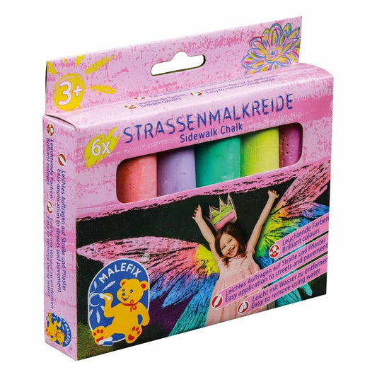 6er Set MALEFIX Straßenmalkreide in leuchtenden Farben für Kinder von Lurchilu.