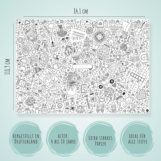 Ausmal-Tischdecke aus Papier-Motiv Hochzeit