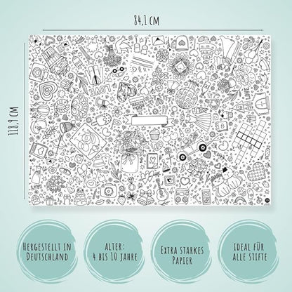 Ausmal-Tischdecke aus Papier-Motiv Hochzeit