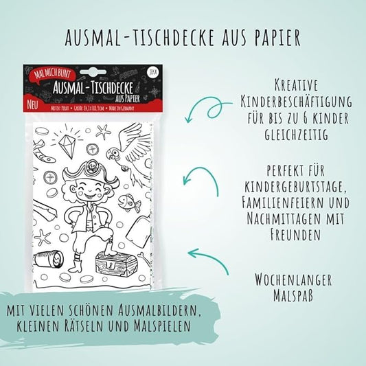 Ausmal-Tischdecke aus Papier - Motiv "Pirat"