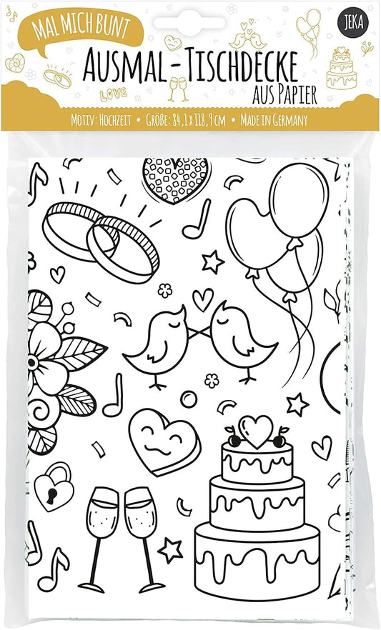 Große Hochzeits-Ausmal-Tischdecke aus Papier für den Kindertisch von Lurchilu.