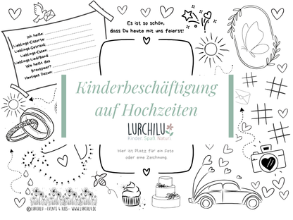 Ein Tischset zum ausmalen für Kinder auf der Hochzeit