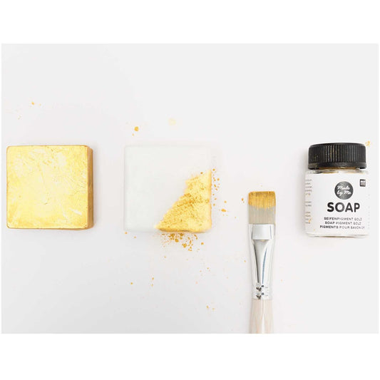 Goldenes Metallic-Pigment flüssig Detailansicht für DIY Seife