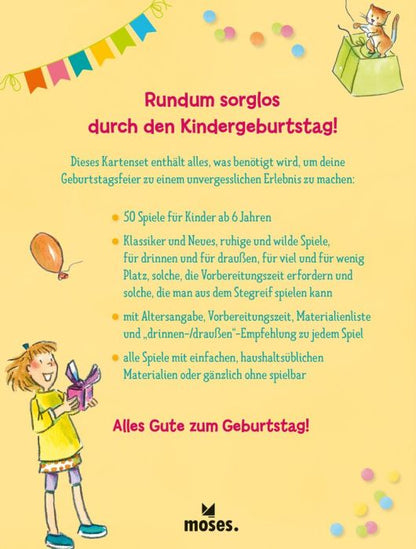 Handliche Spielebox für Kindergeburtstage ideal für die Planung zu Hause.