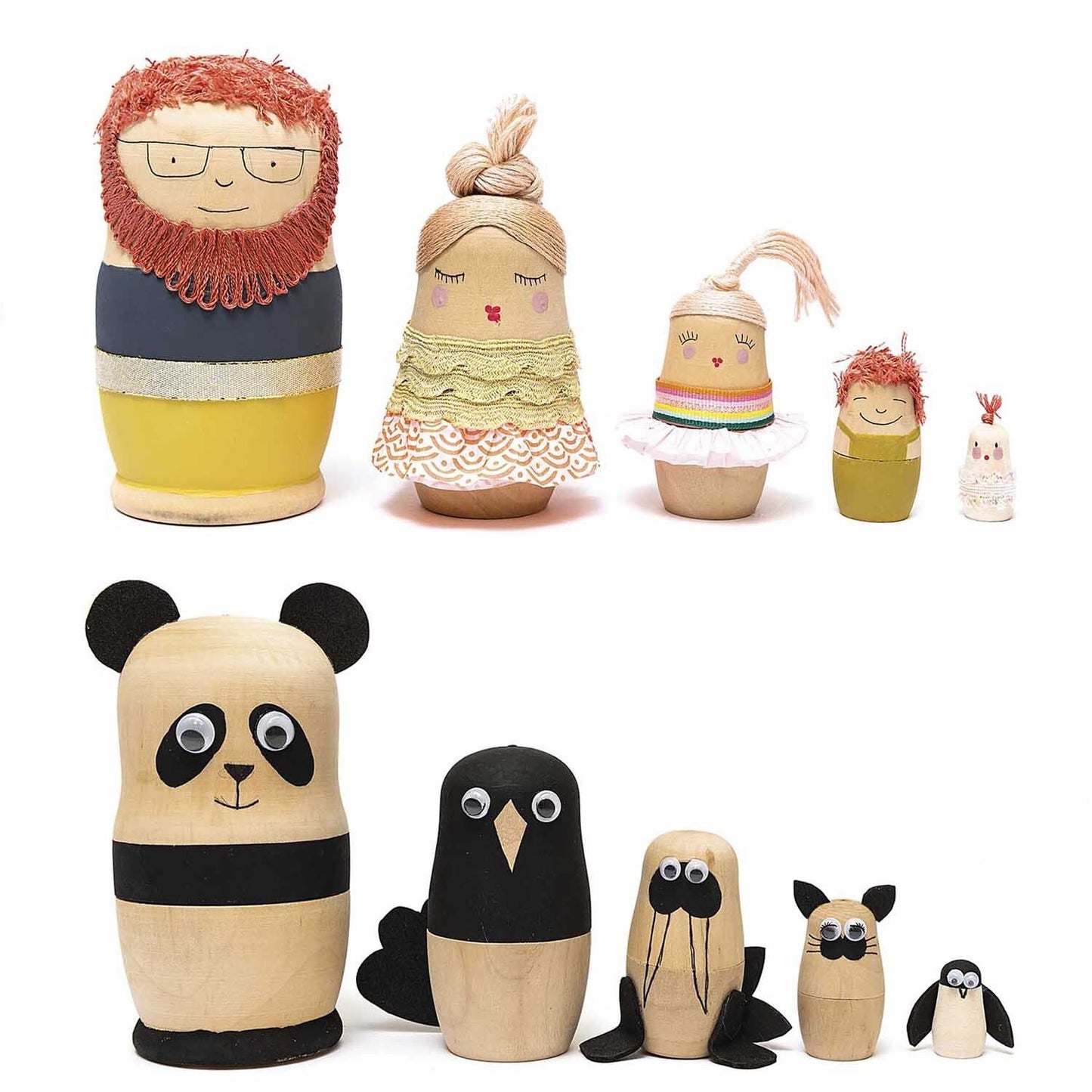 Kreatives Gestaltungsbeispiel einer Matroschka-Puppe aus Holz als individuelle Geschenkidee für Kinder oder für den Kindergeburtstag.