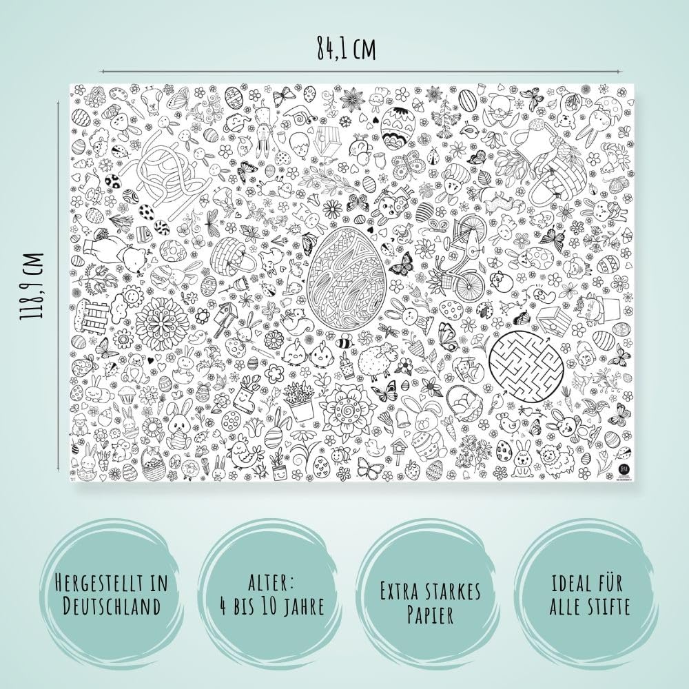 Ausmal-Tischdecke aus Papier - Motiv "Ostern"