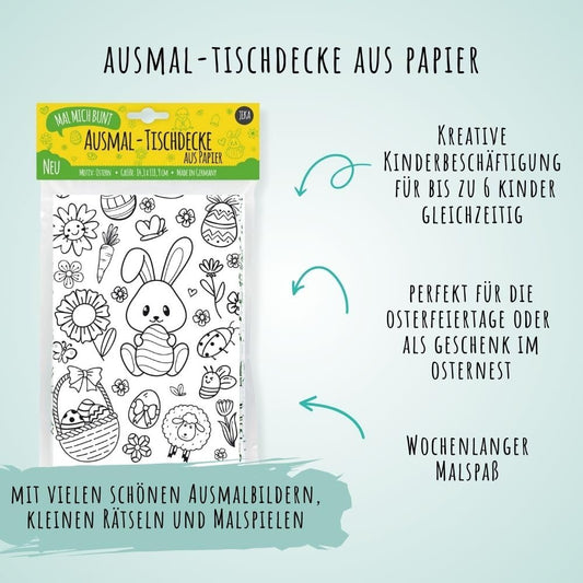 Ausmal-Tischdecke aus Papier - Motiv "Ostern"