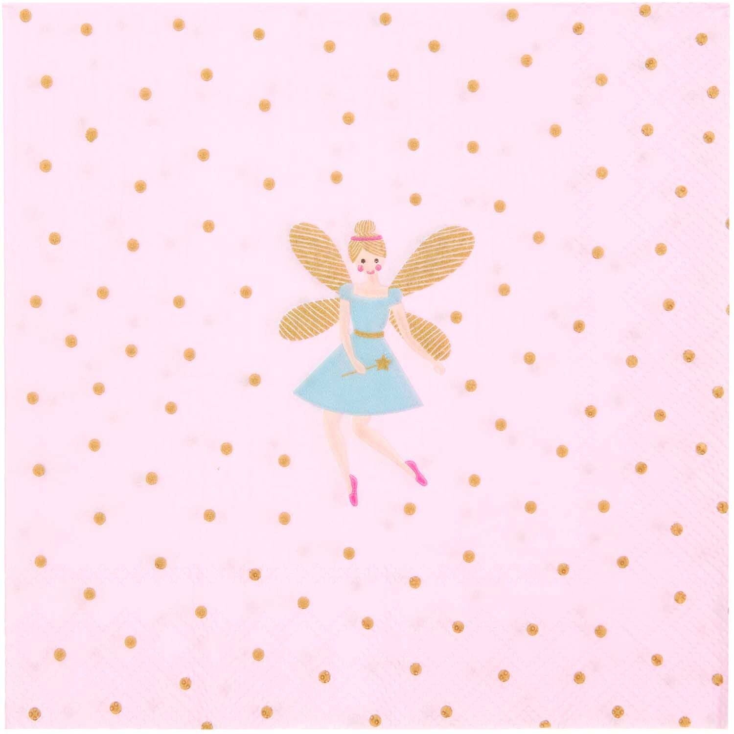 20er Packung Prinzessin Servietten 33x33 cm von Paper Poetry Rico Design mit glänzendem HotFoil Metallic-Effekt für Kindergeburtstag Mädchen.