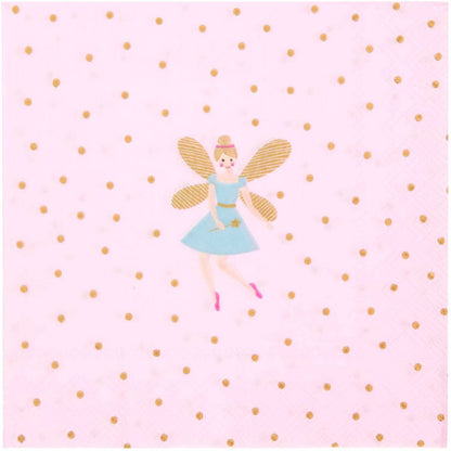 20er Packung Prinzessin Servietten 33x33 cm von Paper Poetry Rico Design mit glänzendem HotFoil Metallic-Effekt für Kindergeburtstag Mädchen.