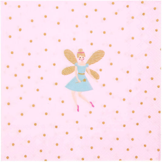 20er Packung Prinzessin Servietten 33x33 cm von Paper Poetry Rico Design mit glänzendem HotFoil Metallic-Effekt für Kindergeburtstag Mädchen.