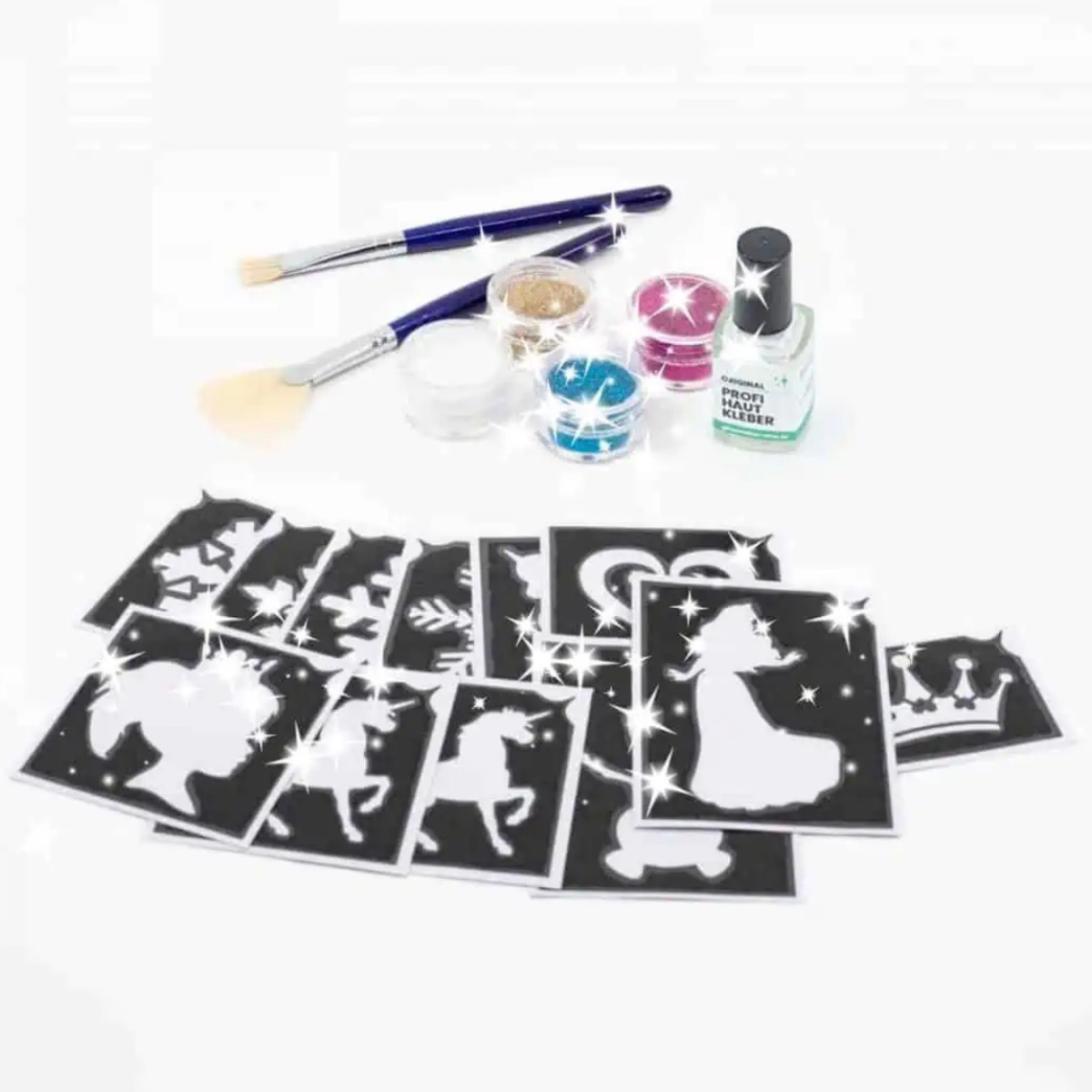 Pronzessinnen-Komplett-Set Glitzer-Tattoos von Lurchilu für Kindergeburtstage