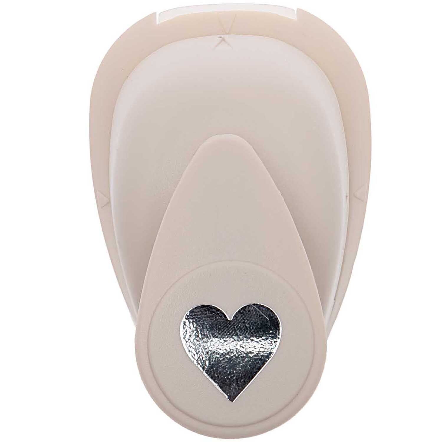 Hochwertiger Motivstanzer Herz Größe S mit Hebelmechanik und Auffangfach für präzises Basteln von Hochzeitsdekoration.