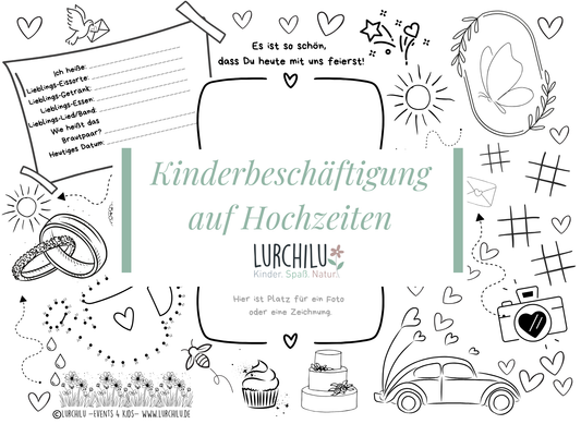 Download: Hochzeit-Tischset zum Ausmalen für Kinder